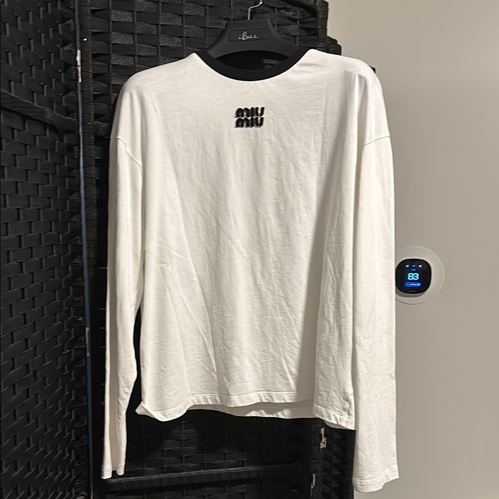 White Long Sleeve Top with Logo